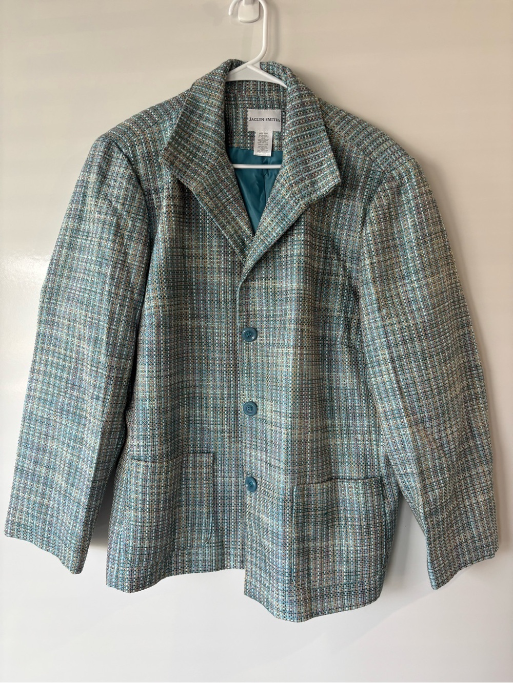 XXL Jaclyn Smith Teal Plaid Women’s Pea Coat
